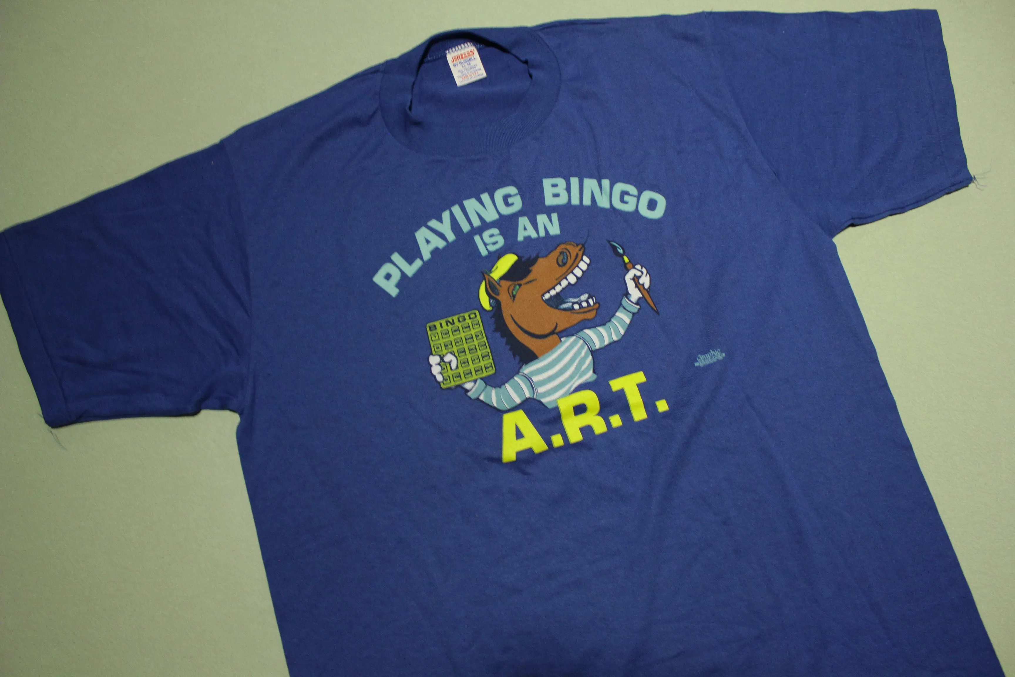 Playing Bingo Is An Art Donkey Ass Vintage Jerzees Russell Graphic Technics Spokane T-Shirt