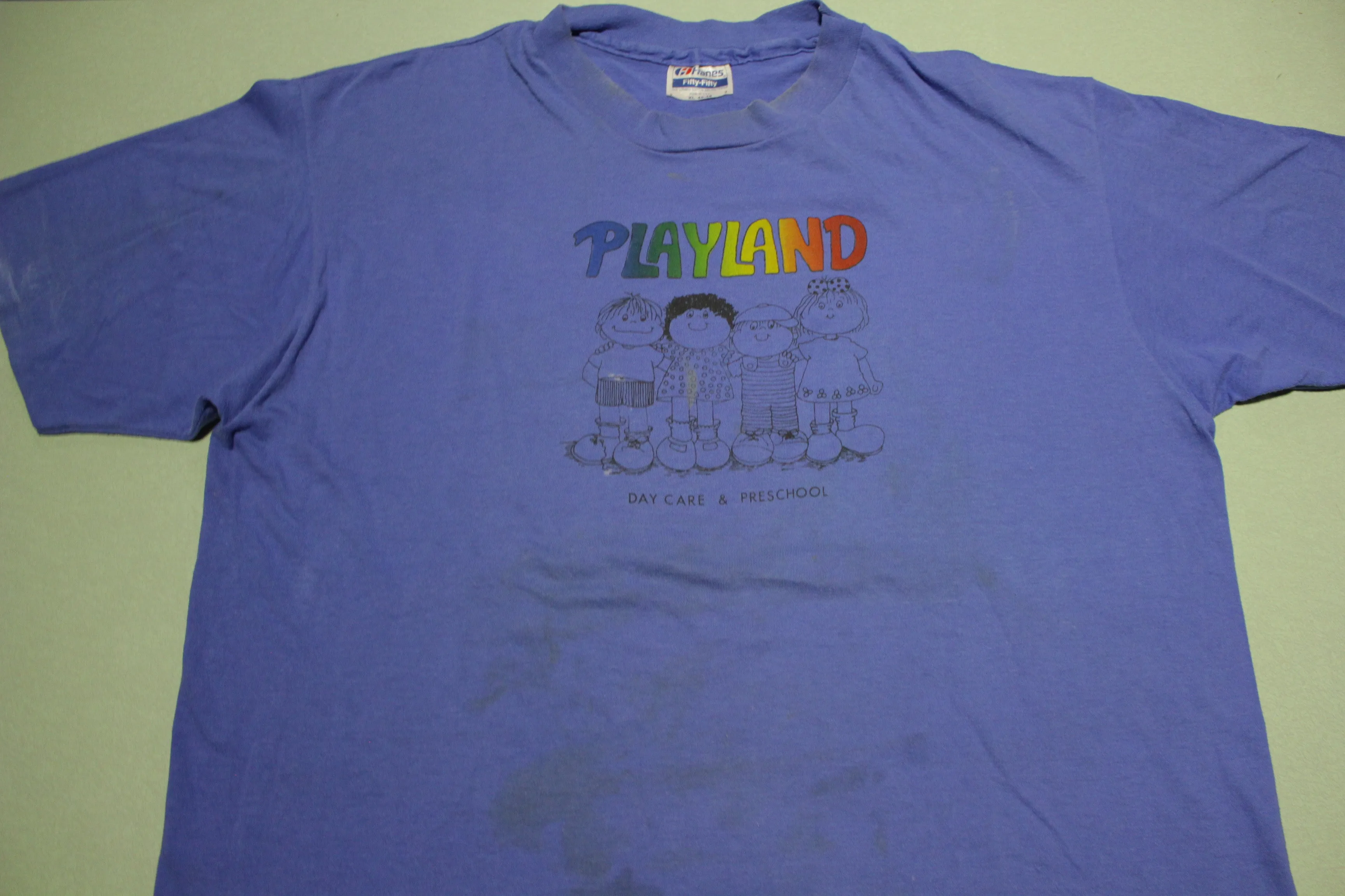 Playland Kids Pre-School Daycare Vintage 80's Hanes Single Stitch T-Shirt USA