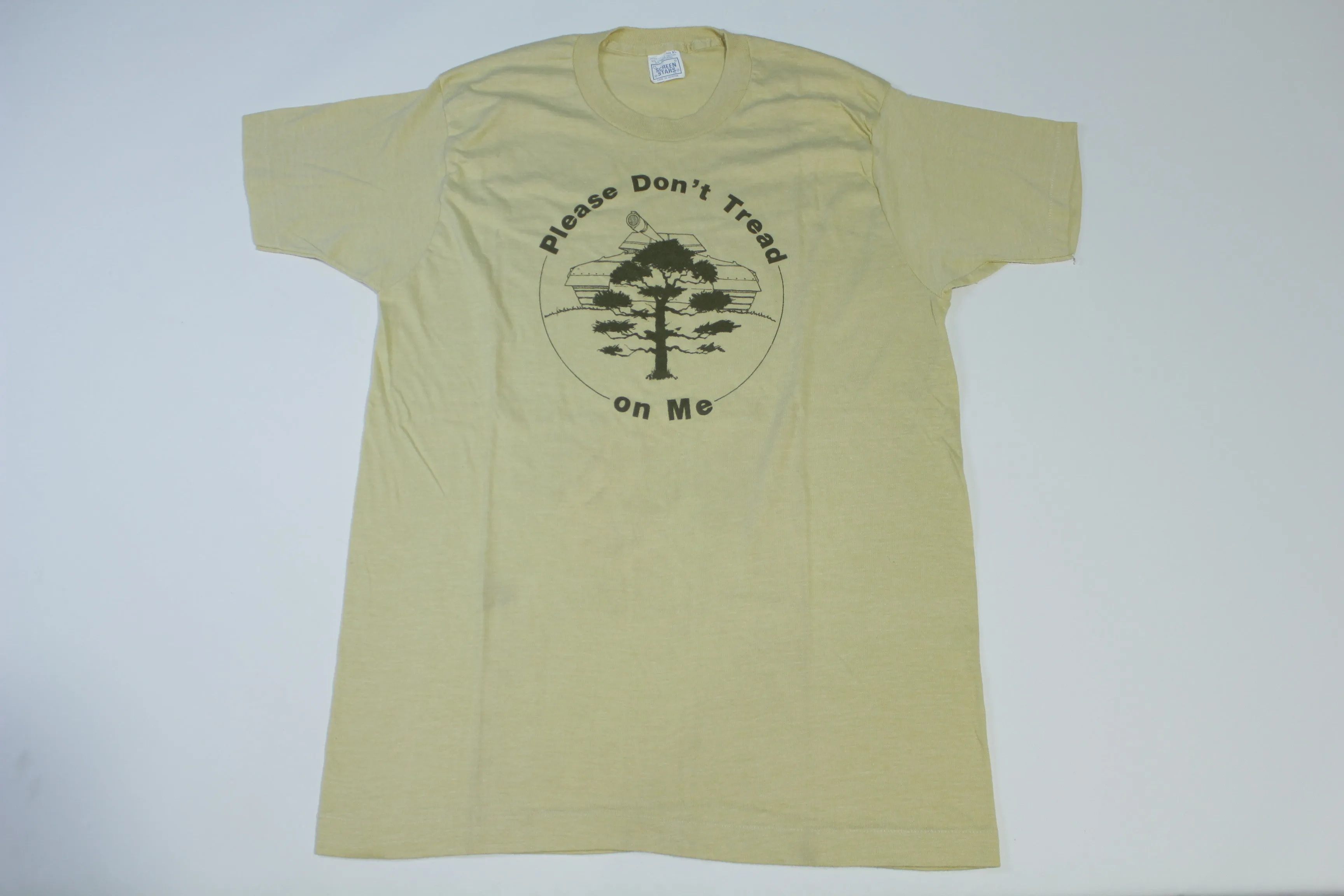 Please Don't Tread On Me Vintage 80's Original Tank and Tree Single Stitch Screen Stars T-Shirt