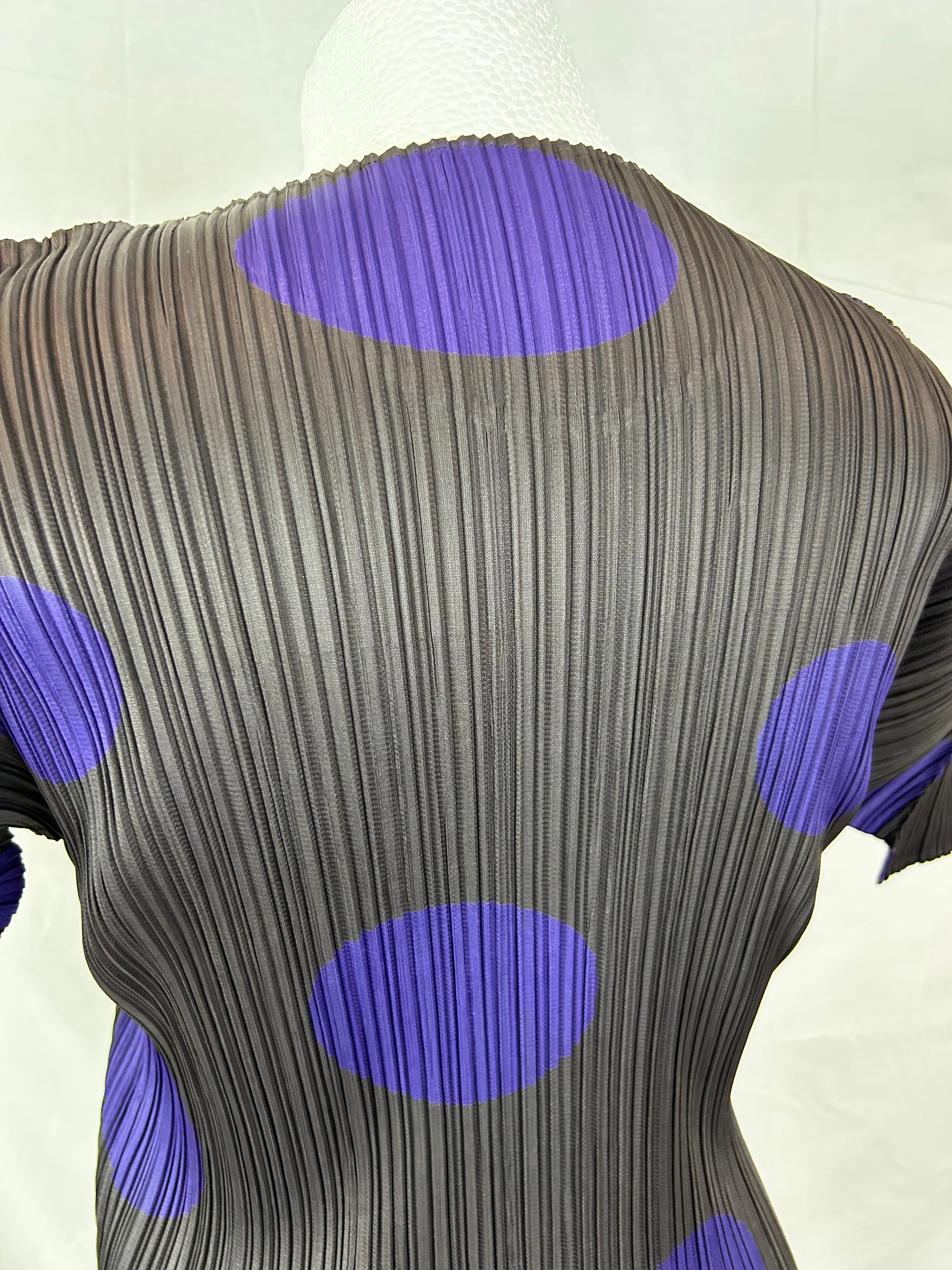 Pleats Please Issey Miyake Cocoa & Violet Circles Print Top Sz4 XS/S/M/L/XL