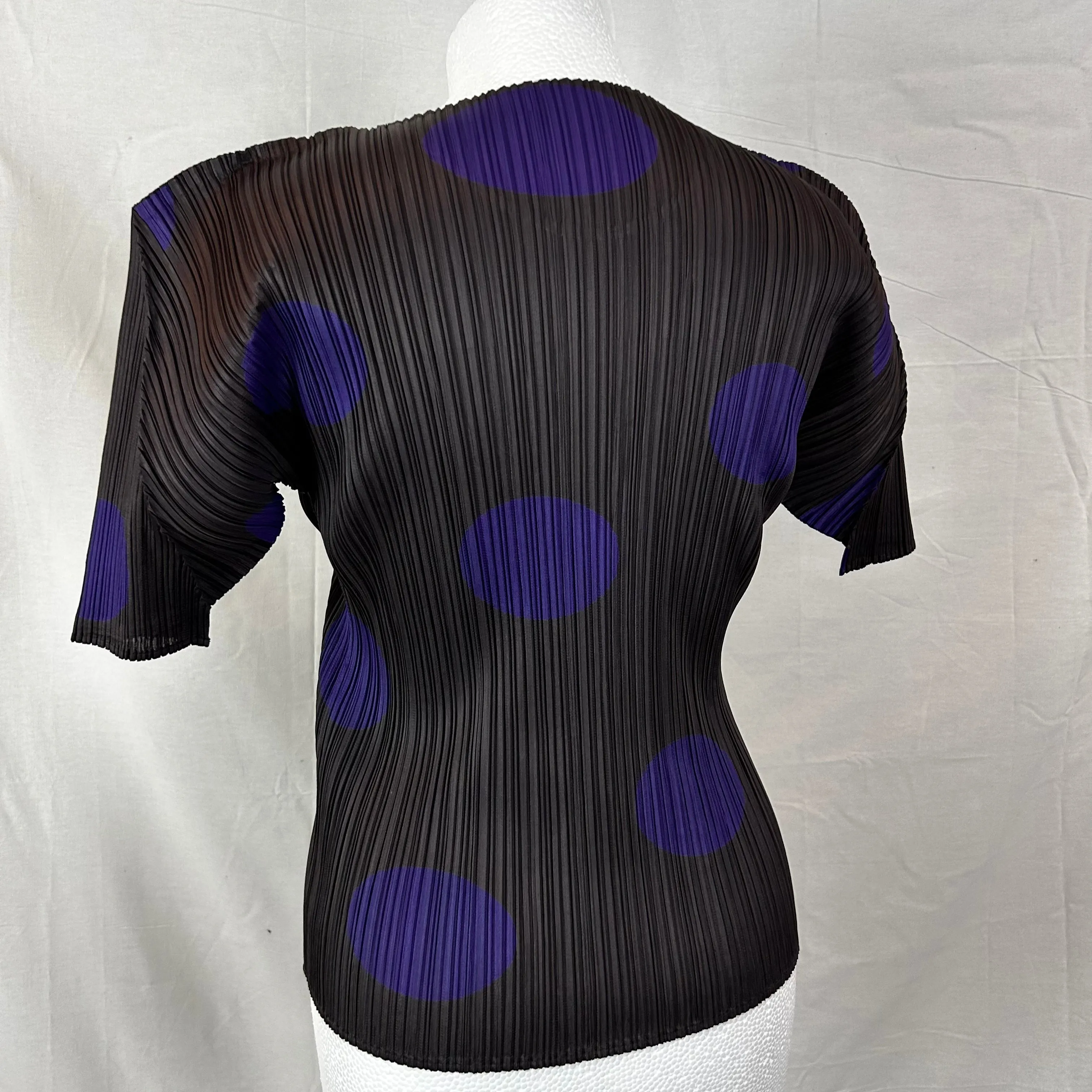 Pleats Please Issey Miyake Cocoa & Violet Circles Print Top Sz4 XS/S/M/L/XL