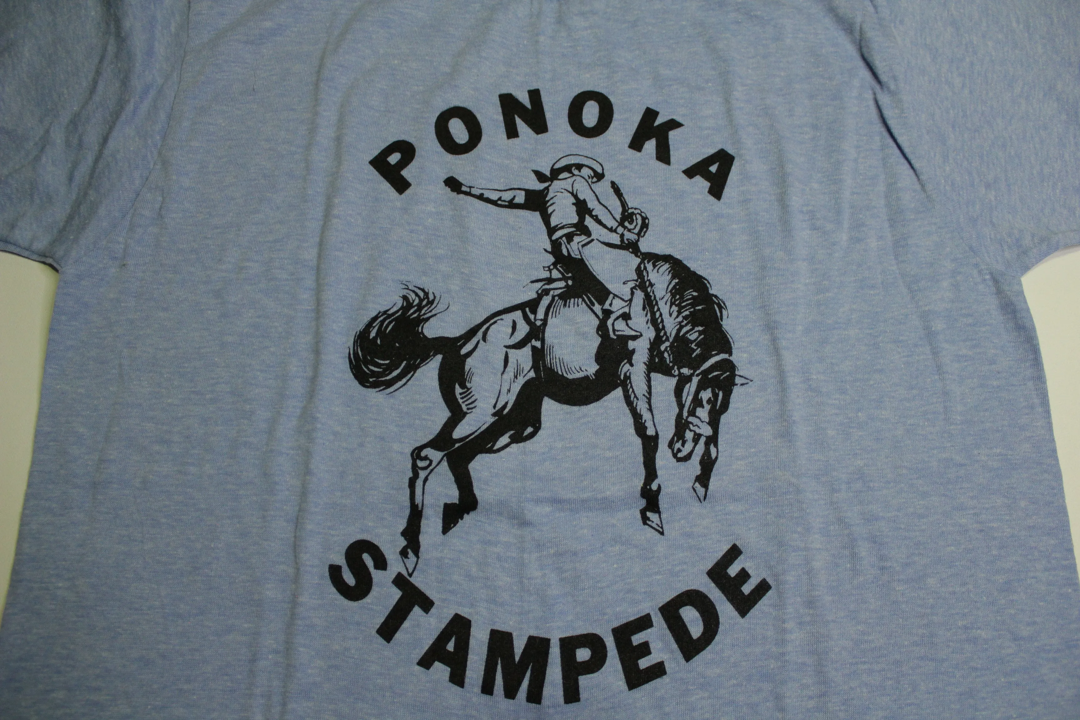 Sure! Here’s an optimized title for your e-commerce product:

Vintage 1980s Ponoka Stampede Ringer T-Shirt - Classic Harvey Woods Rodeo Tee from Alberta, Canada

This title includes key attributes like the vintage aspect, decade, event name, type of shirt, and geographical location, making it more appealing for search optimization.