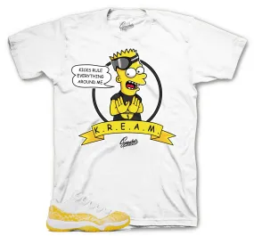 Retro 11 Yellow Snakeskin Shirt - Kicks Rule - White