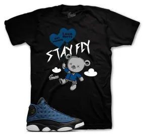 Retro 13 Brave Blue Shirt - Money Over Love - Black