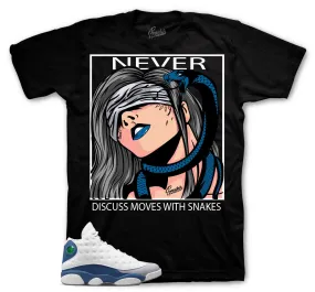 Retro 13 French Blue Shirt - Never Discuss - Black