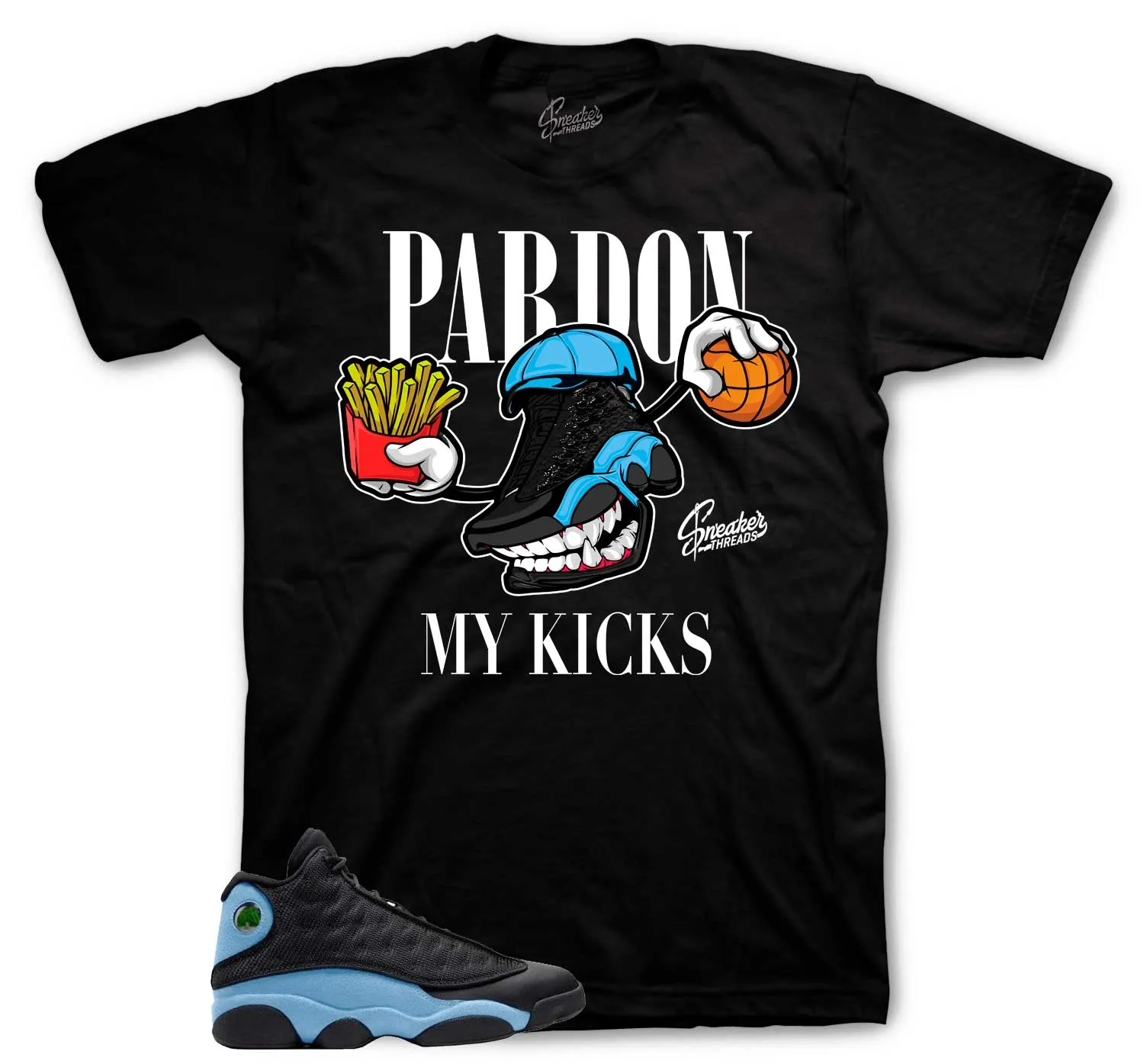 Retro 13 University Blue Shirt - Fly Kicks - Black