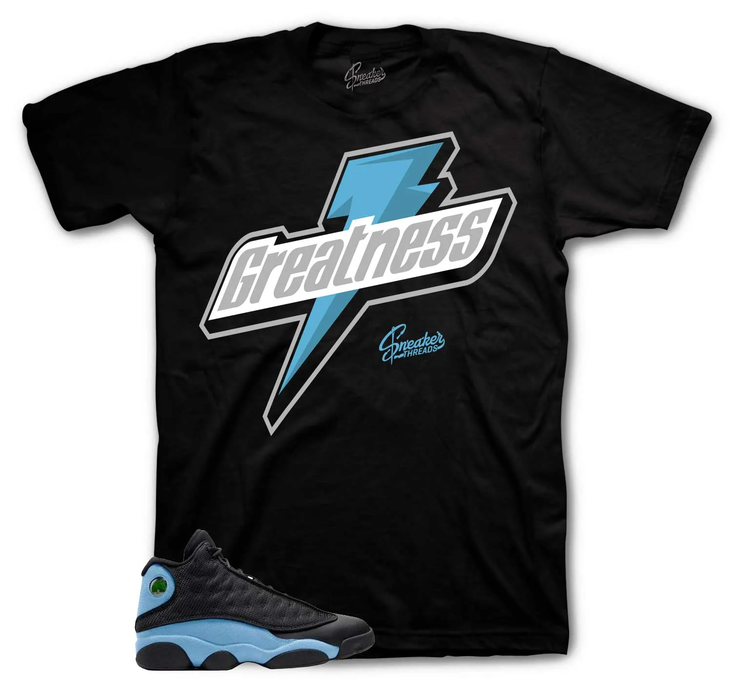 Retro 13 University Blue Shirt - Greatness - Black