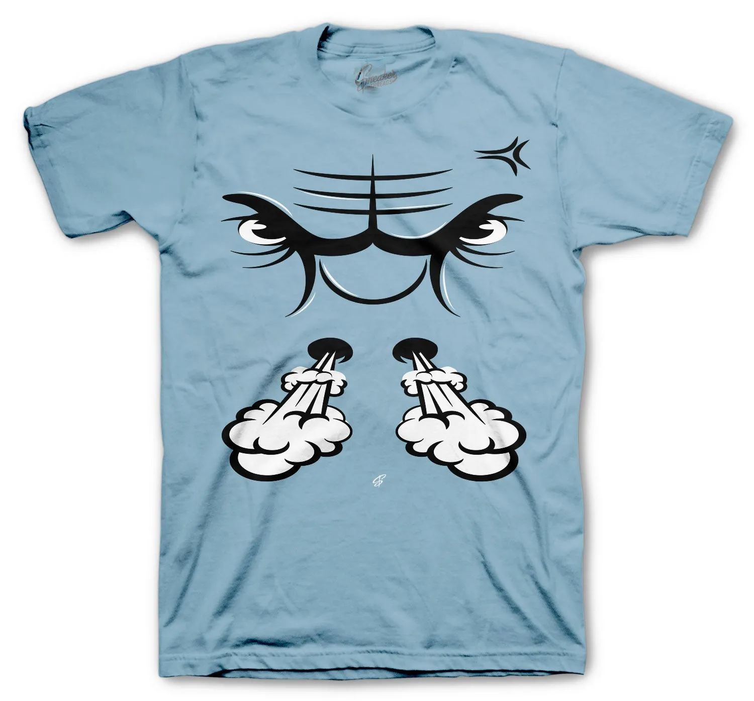 Retro 5 Bluebird Shirt - Raging Face - Light Blue