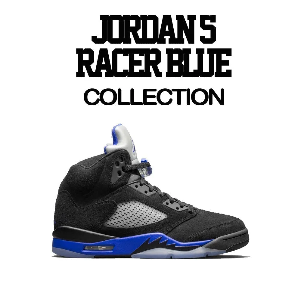 Retro 5 Racer Blue Shirt - Clean Pair - Black