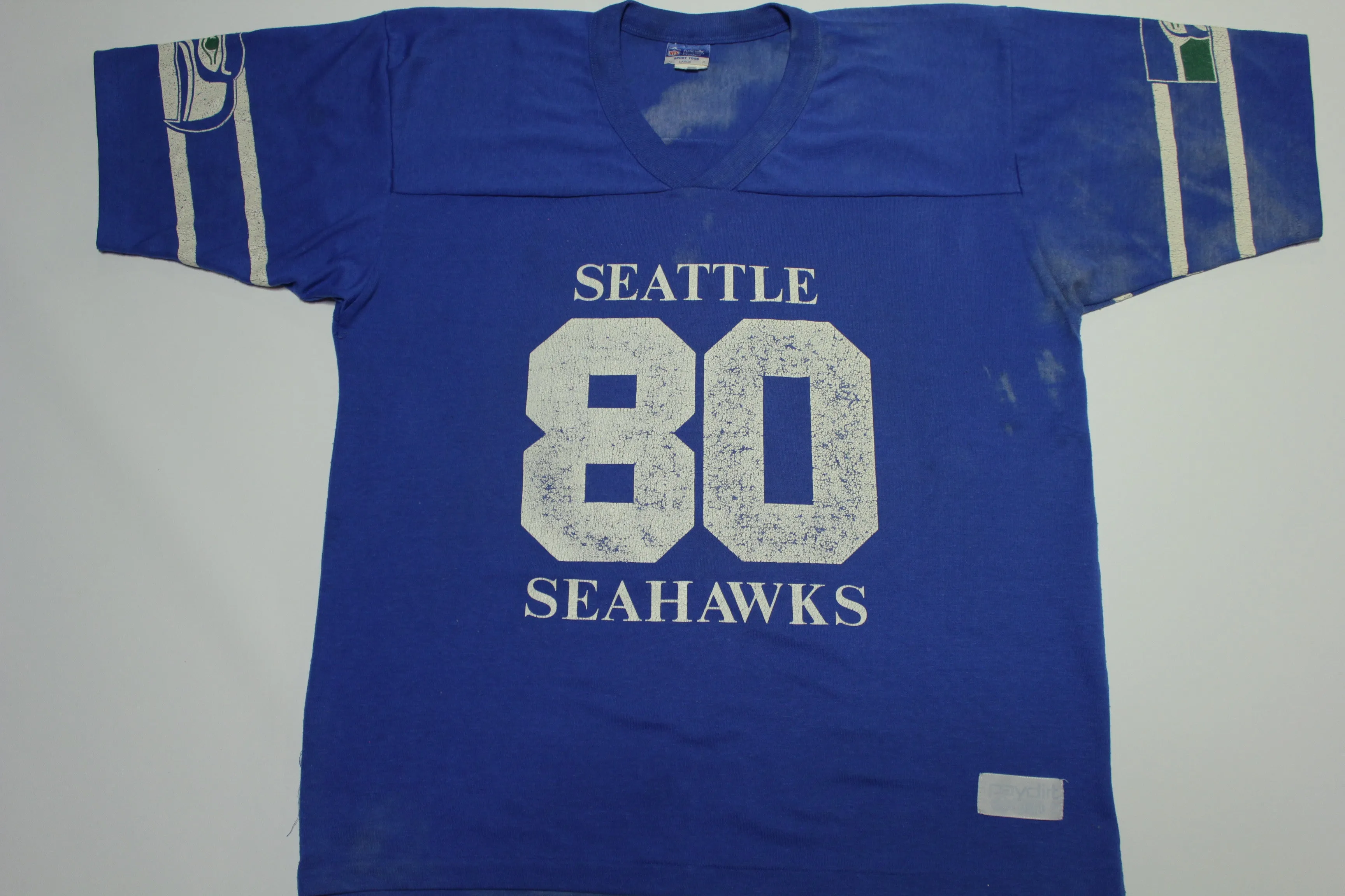 Seattle Seahawks Steve Largent #80 Vintage 80's Sport Togs PayDirt Distressed T-Shirt