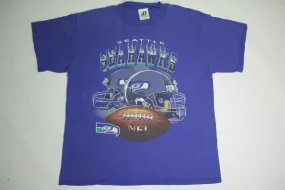 Seattle Seahawks Vintage 90's Dynasty Dual Helmet NFL Football T-Shirt