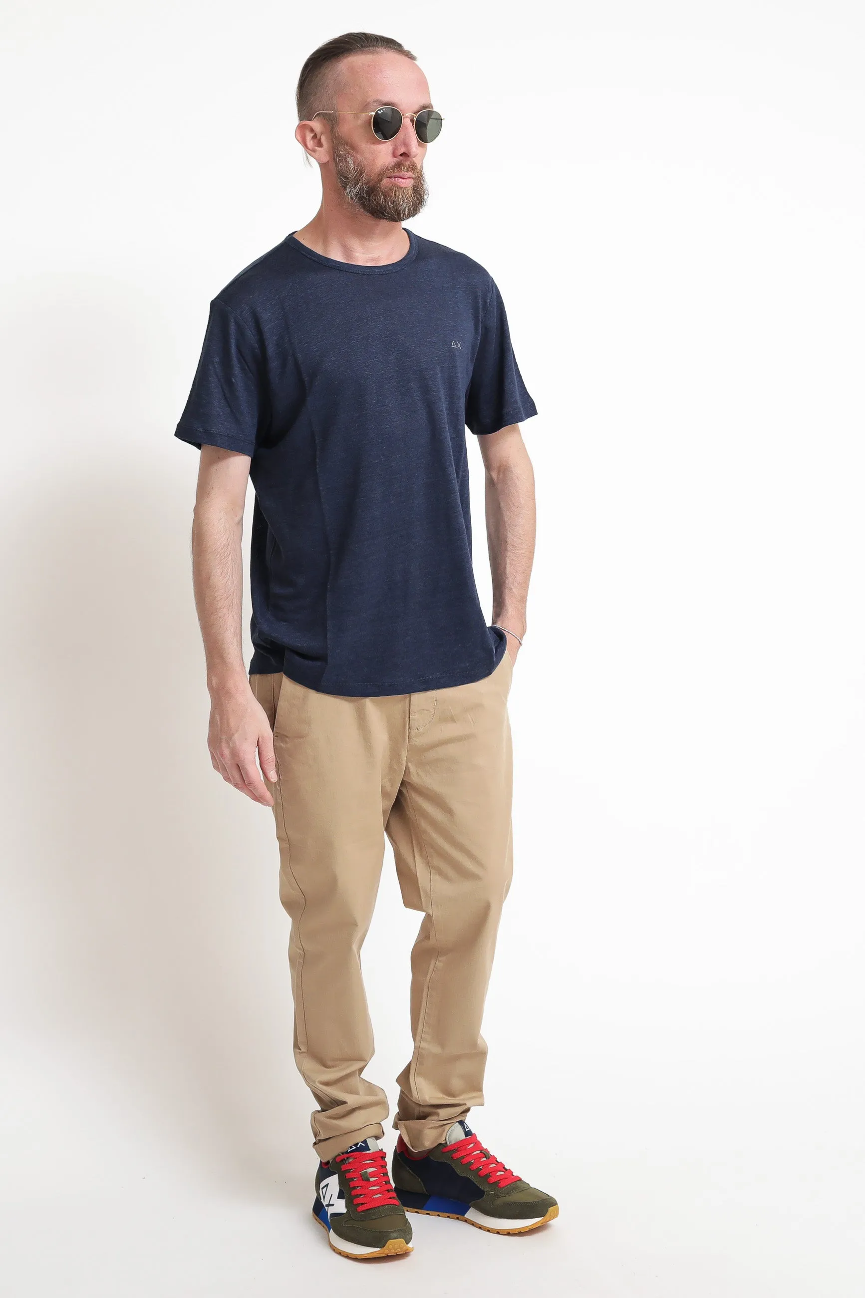 T-Shirt Linen Solid - Navy Blue