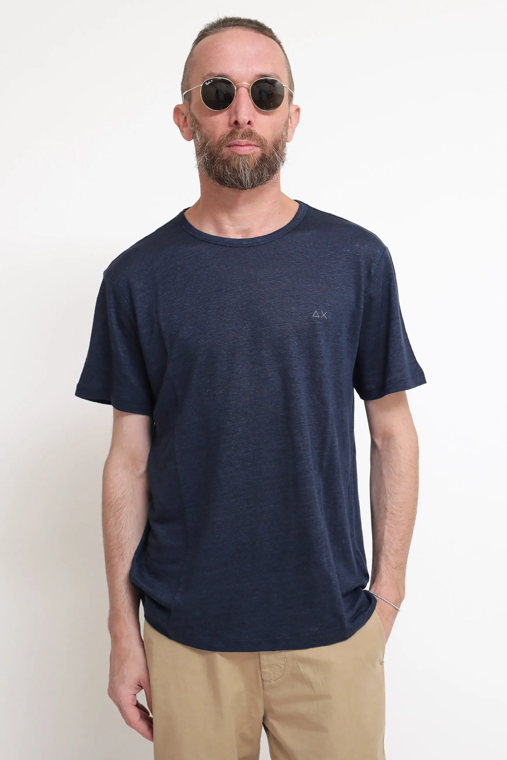 T-Shirt Linen Solid - Navy Blue