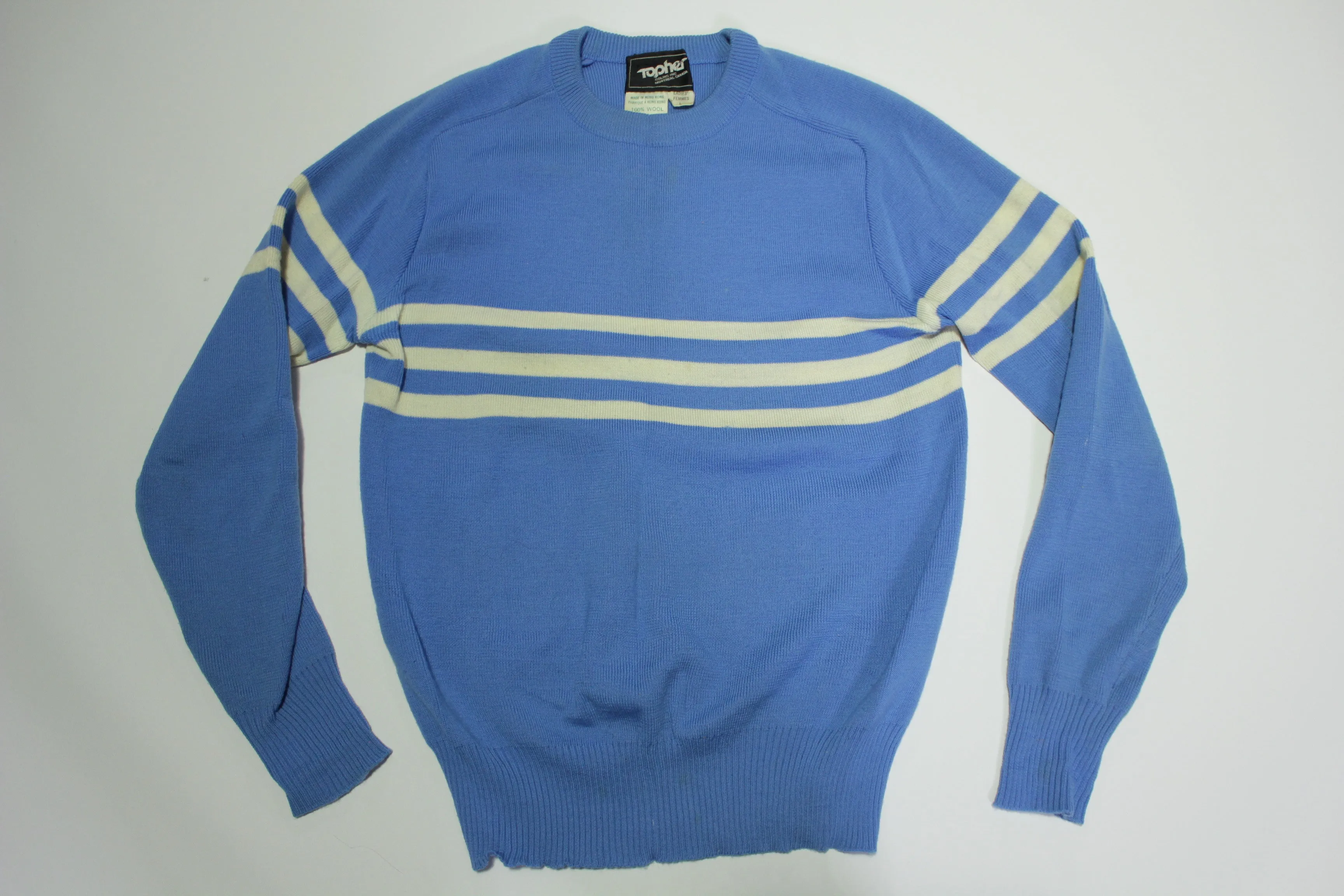 Topher Vintage 80's Canadian Wool Skiing Snow Sports Mountain Striped Sweater