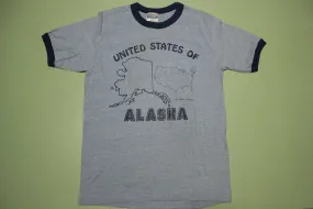 United States of Alaska Vintage 80's Blue Heathered Ringer T-Shirt