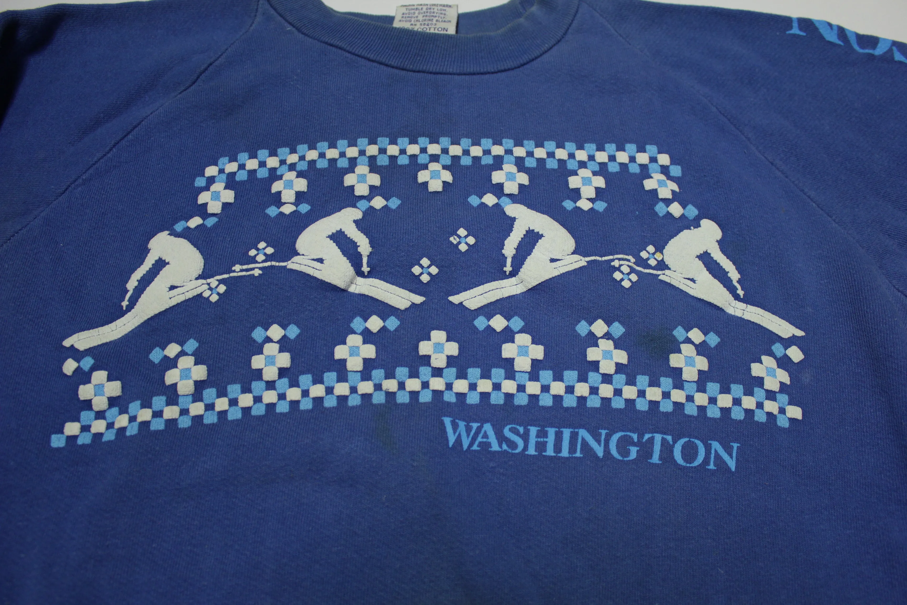 Washington Snow Ski Poly Prints Vintage 80's Crewneck Tourist Sweatshirt