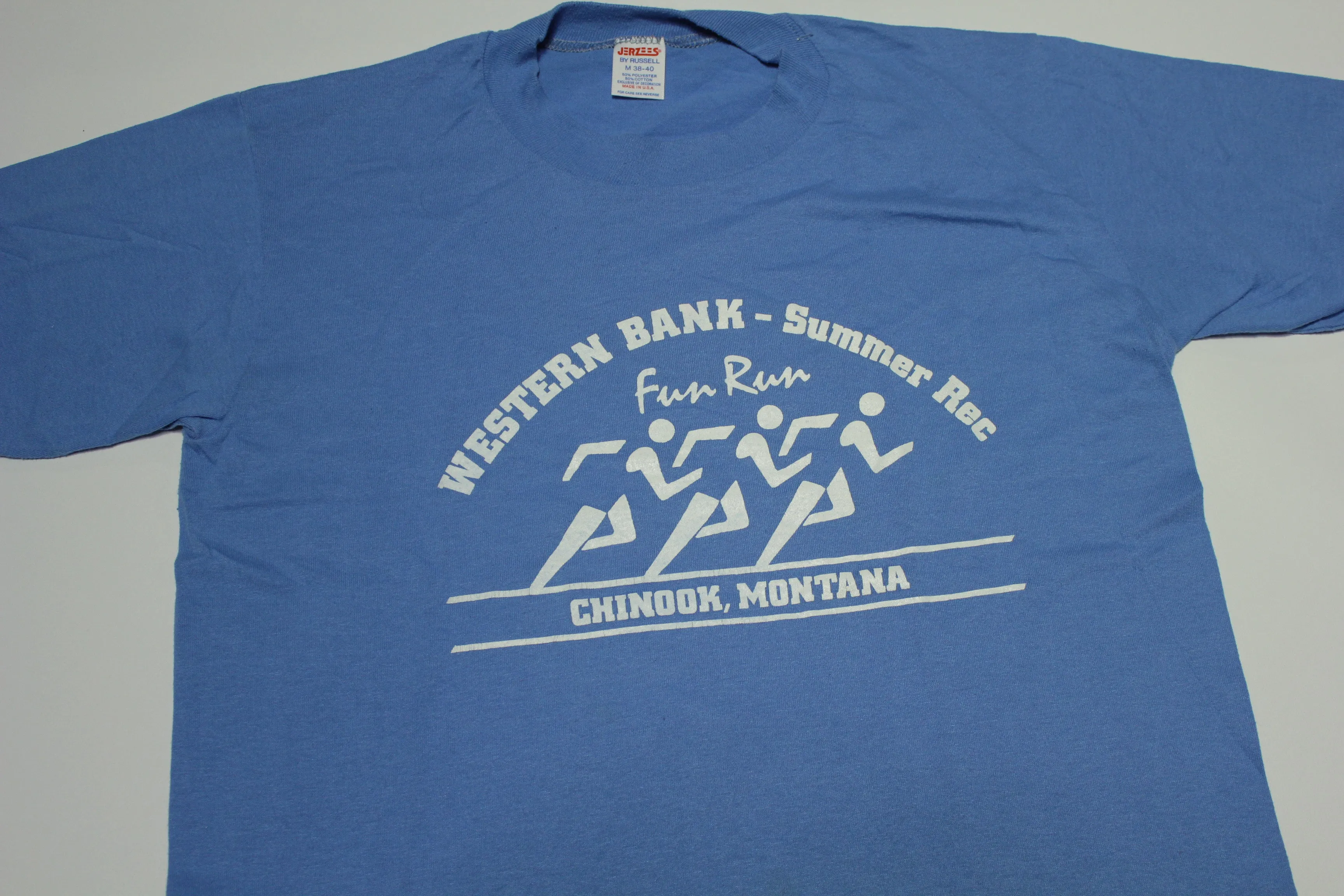 Western Bank Summer Fun Run Vintage 80's Chinook Montana Marathon Single Stitch T-Shirt