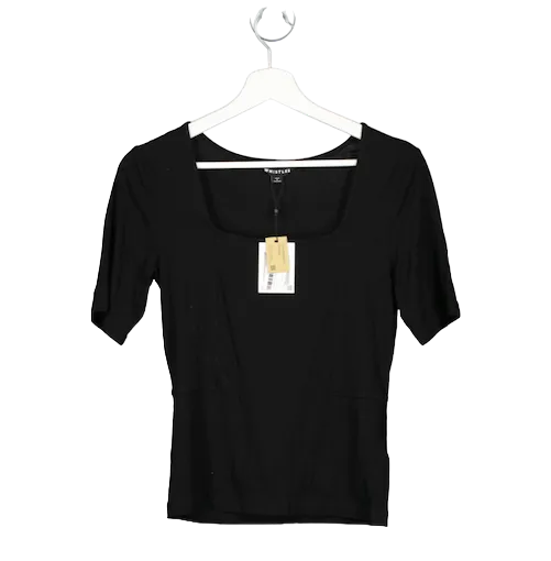 Whistles Black Square Neck T-shirt BNWT UK 12