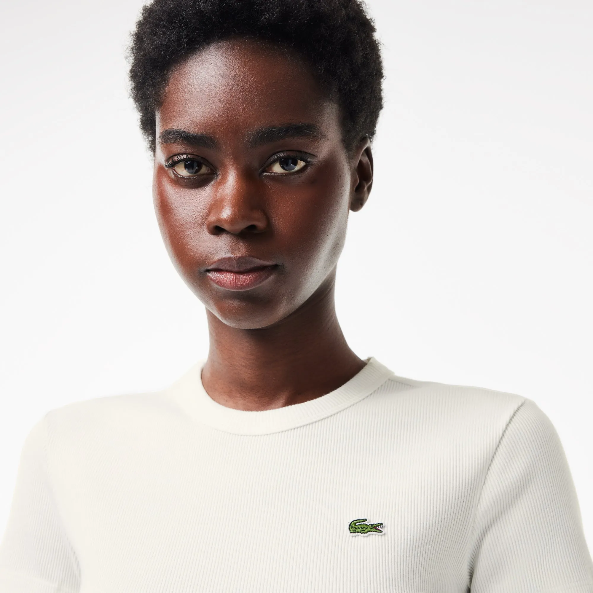 Women’s Lacoste Slim Fit Ribbed Cotton T-shirt