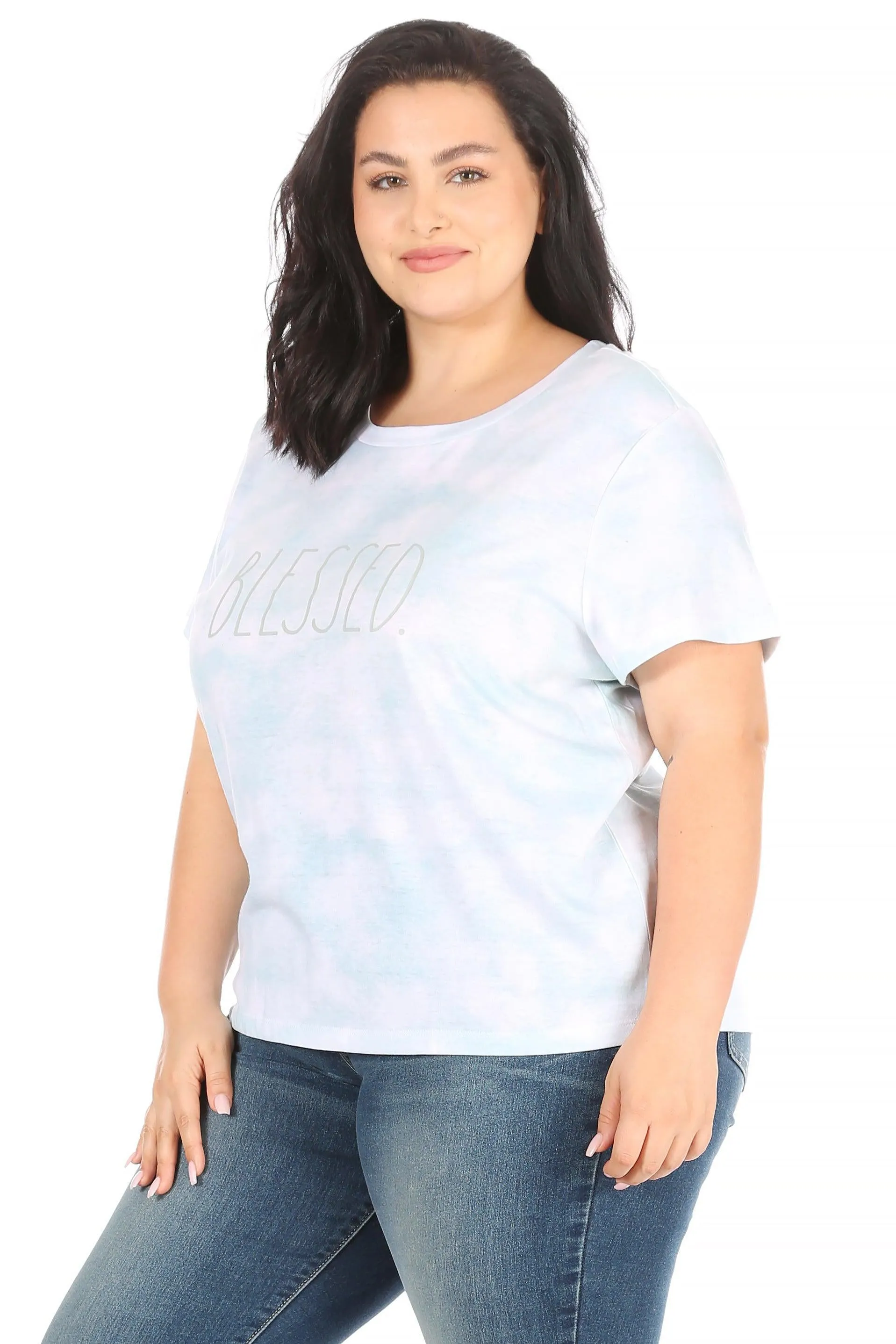 Women's Plus Size "BLESSED" Short Sleeve Icon T-Shirt