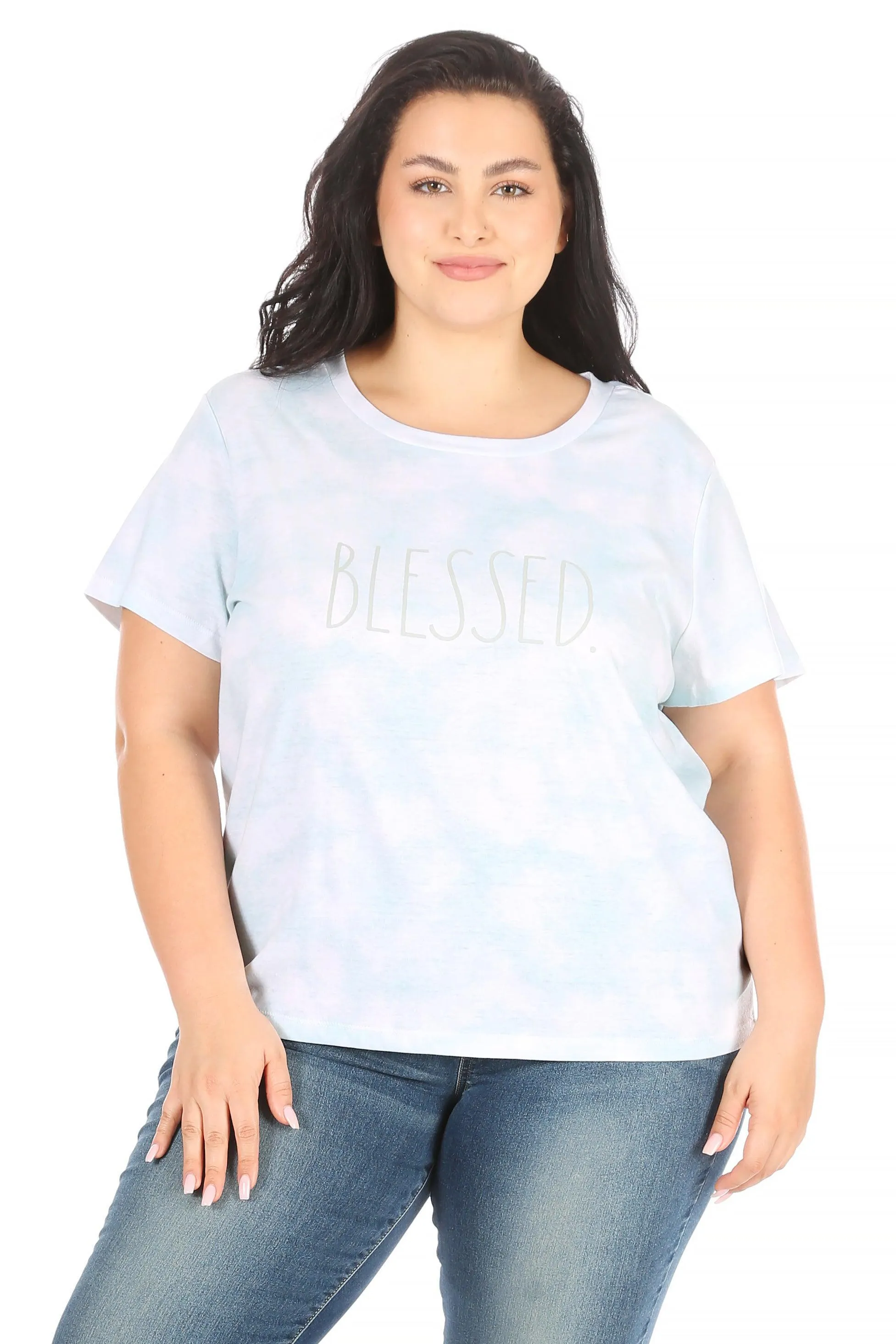 Women's Plus Size "BLESSED" Short Sleeve Icon T-Shirt